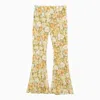 Acne Studios Floral-print Hammered-crepe Flared Pants In Green