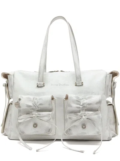 Acne Studios Multiple-pockets Shoulder Bag In Weiss