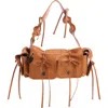 Acne Studios Multipocket Big Grainy Leather Shoulder Bag In Brown