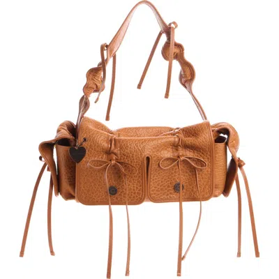 Acne Studios Multipocket Big Grainy Leather Shoulder Bag In Brown