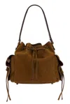 Acne Studios Multipocket Bucket Suede Bag In Brown
