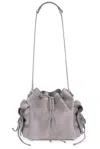 Acne Studios Multipocket Bucket Suede Bag In Cold Grey
