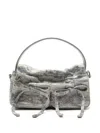 Acne Studios Mini Multipocket Metallic-suede Top Handle Bag In Grey