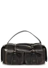 Acne Studios Multipocket Faded Grained-leather Top Handle Bag In Dark Brown