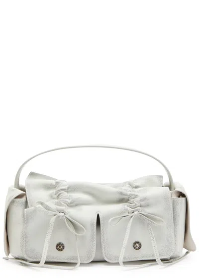 Acne Studios Multipocket Faded Grained-leather Top Handle Bag In White
