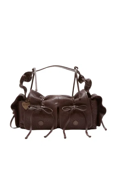 Acne Studios Multipocket Grained Leather Bag In Brown