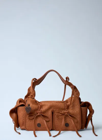 Acne Studios Multipocket Grained Leather Shoulder Bag In Brown
