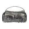 Acne Studios Mini Multipocket Metallic-suede Top Handle Bag In Grey
