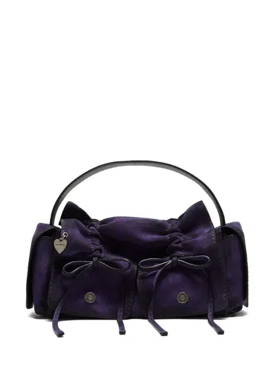 Acne Studios Multipocket Heart-charm Shoulder Bag In Purple