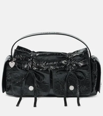 Acne Studios Multipocket Leather Shoulder Bag In Black
