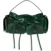 Acne Studios Multipocket Luxe Crinkle Leather Top Handle Bag In Dark Green