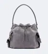 Acne Studios Multipocket Medium Suede Bucket Bag In Grey