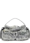 Acne Studios Multipocket Metallic-suede Top Handle Bag In Light Grey