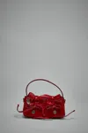 Acne Studios Multipocket Crinkle Patent Leather Top Handle Bag In Red