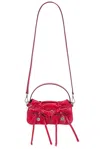 Acne Studios Multipocket Crinkle Patent Leather Top Handle Bag In Red