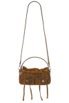 Acne Studios Multipocket Mini Suede Crossbody Bag In Brown