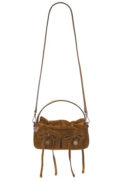 Acne Studios Multipocket Micro Crossbody Suede Bag In Brown