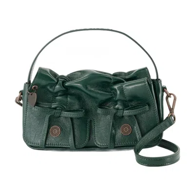Acne Studios Womens Multipocket Micro Leather Cross-body Bag Dark Green