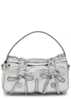 Acne Studios Multipocket Micro Metallic Leather Top Handle Bag In Silver