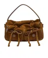 Acne Studios Multipocket Mini Suede Crossbody Bag In Brown