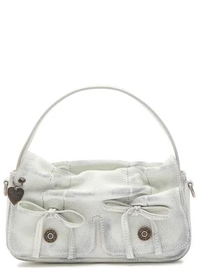 Acne Studios Multipocket Micro Vintage Grained-leather Top Handle Bag In White