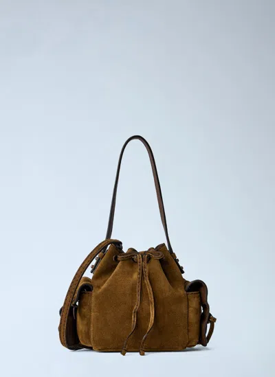 Acne Studios Multipocket Mini Bucket Bag In Brown