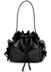 Acne Studios Multipocket Mini Crinkled Leather Bucket Bag In Black