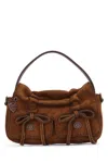 Acne Studios Multipocket Mini Suede Crossbody Bag In Cognacbrown