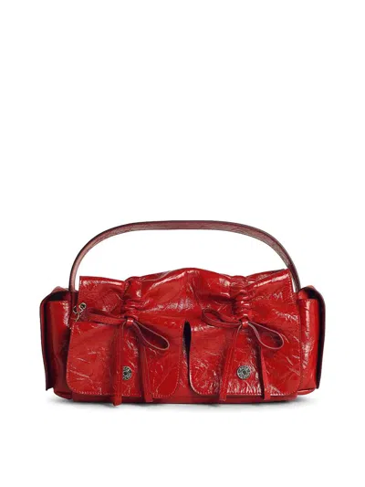 ACNE STUDIOS MULTIPOCKET SHINY RED LEATHER BAG