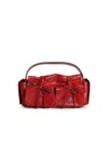Acne Studios Multipocket Crinkle Patent Leather Top Handle Bag In Red