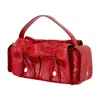 Acne Studios Multipocket Crinkle Patent Leather Top Handle Bag In Red