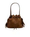 Acne Studios Womens Cognac Brown Multi-pocket Mini Suede Bucket Bag In Brown