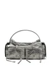 Acne Studios Mini Multipocket Metallic-suede Top Handle Bag In Grau