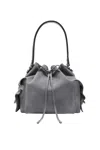 Acne Studios Multipocket Suede Bucket Bag In Gray