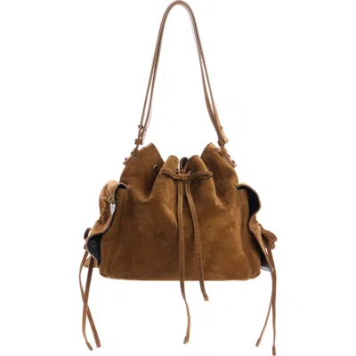 Acne Studios Multipocket Suede Bucket Bag In Brown