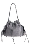 Acne Studios Multipocket Suede Bucket Bag In Gray