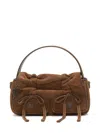 Acne Studios Multipocket Mini Suede Crossbody Bag In Brown
