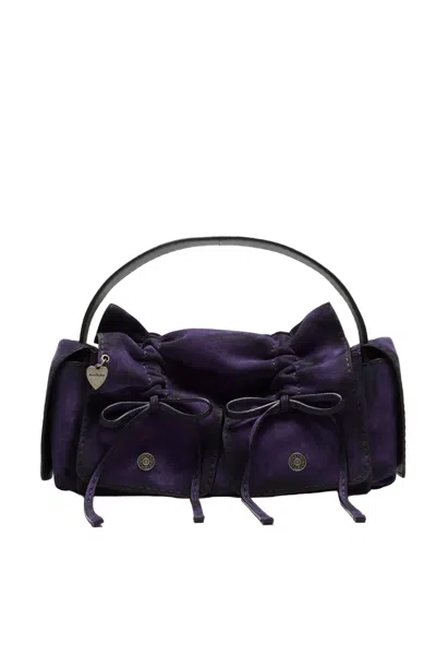 Acne Studios Multipocket Suede Shoulder Bag In Purple