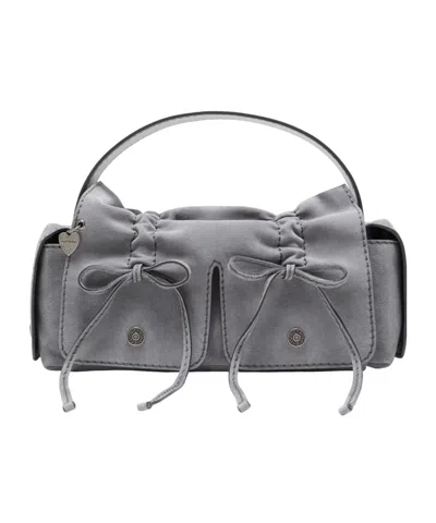 Acne Studios Multipocket Suede Shoulder Bag In Cool Grey