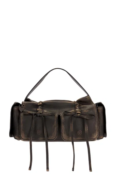 Acne Studios Multipocket Micro Bag In Dark Brown,beige
