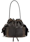 Acne Studios Multipocket Vintage Mini Grained Leather Bucket Bag In Brown