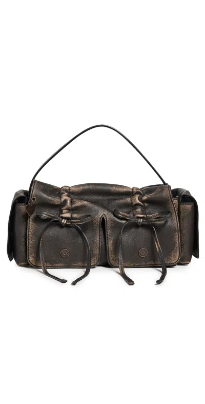 Acne Studios Hands Off Umbrella In Aip Dark Brown/beige