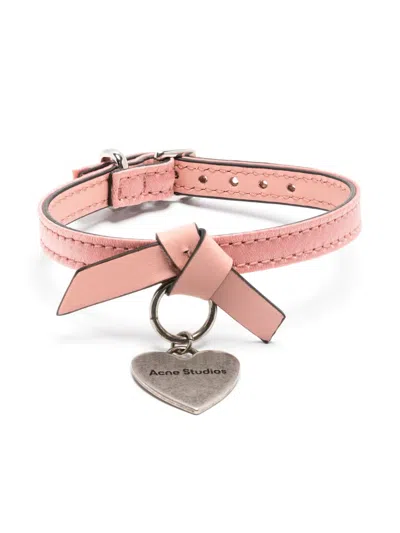 Acne Studios Musubi Charm Leather Bracelet In Pink