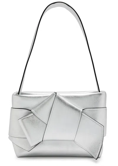 Acne Studios Musubi Metallic Leather Shoulder Bag In Silver