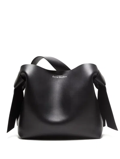 Acne Studios Midi Musubi Leather Tote Bag In Black