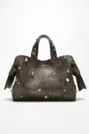 Acne Studios Midi Musubi Leather Tote Bag In Dark Brown