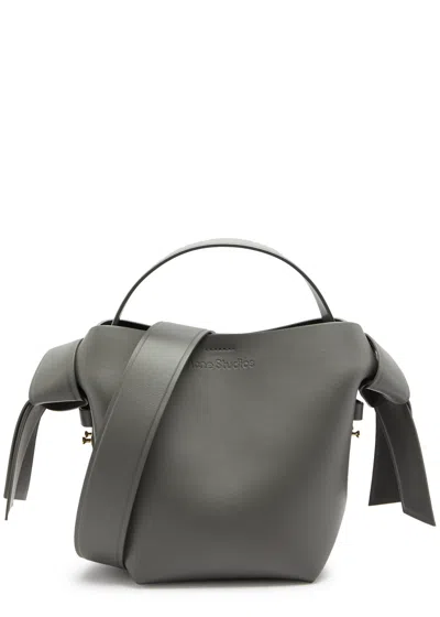 Acne Studios Musubi Mini Leather Top Handle Bag In Grey