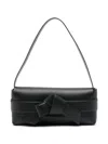 Acne Studios Musubi Elongated Bow Detail Leather Crossbody Bag In Black