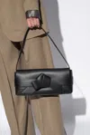 Acne Studios Musubi Elongated Bow Detail Leather Crossbody Bag In Black