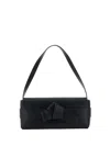 Acne Studios Musubi Elongated Bow Detail Leather Crossbody Bag In Black